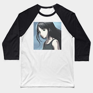 Beaux Animes Art Cute Girl Sketch with green eyes Design Baseball T-Shirt